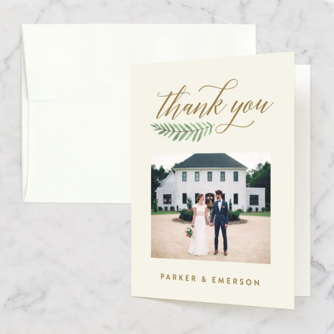 "Painted Ferns" - Wedding Thank You Cards in Cream by Amy Kross - Front