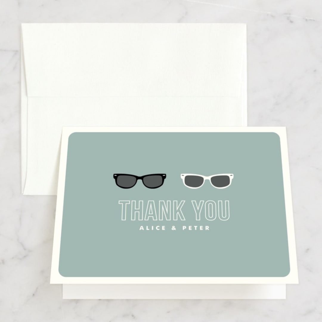 "Shades" - Wedding Thank You Cards in Celadon by Olive and Violet - Front