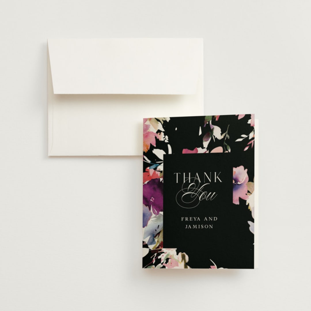 "Beauties" - Wedding Thank You Cards in Noir by Lori Wemple - Front
