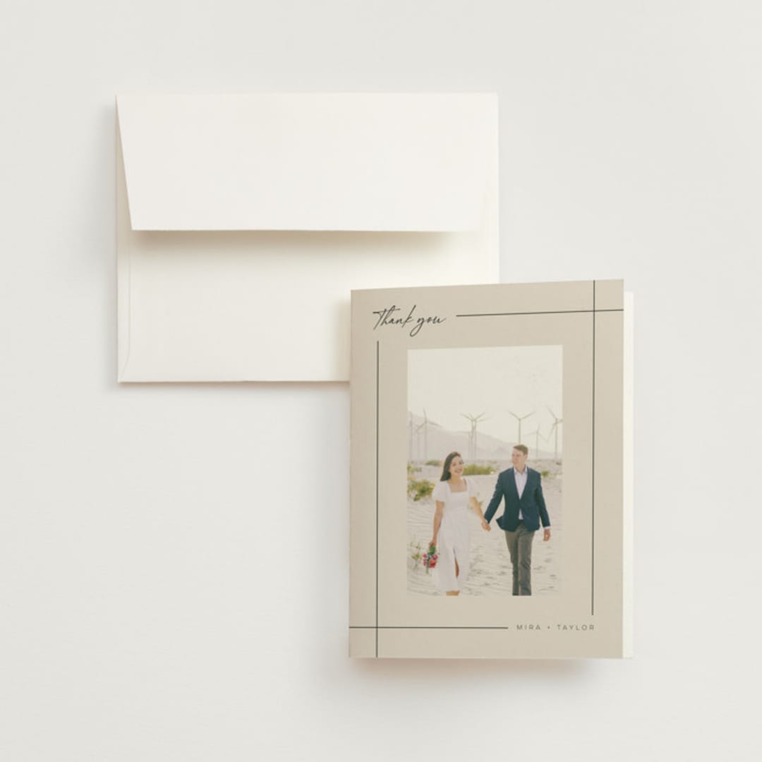 "Modernline" - Wedding Thank You Cards in Cotton by April Astudillo - Front