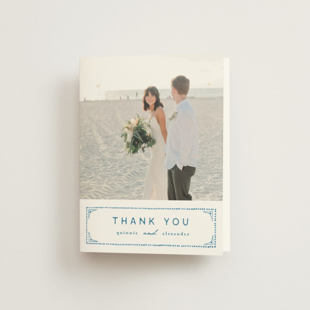 "watercolor tile" - Wedding Thank You Cards in Navy by Anastasia Makarova - Front