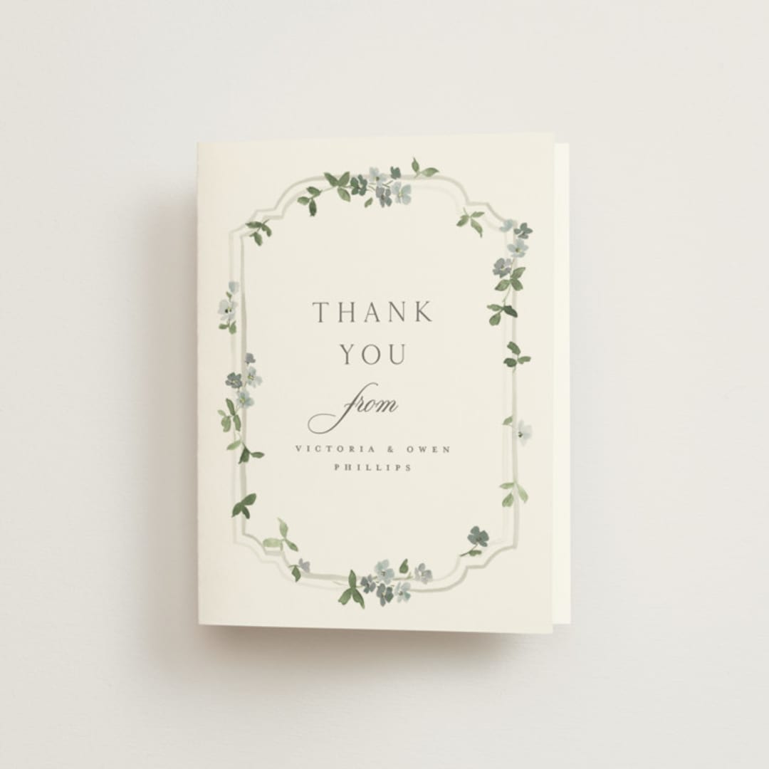 "Wistful" - Wedding Thank You Cards in Mist by Everett Paper Goods - Front