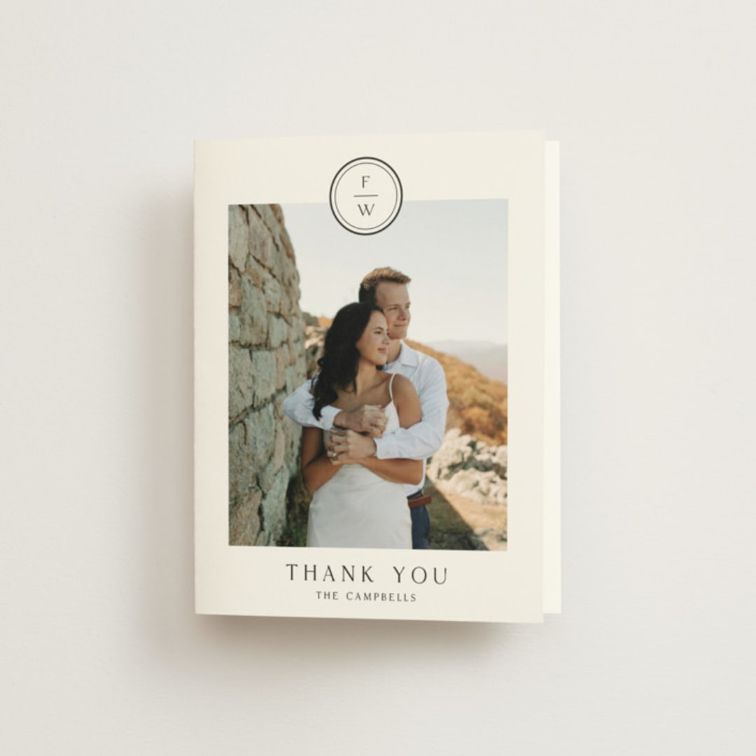 "Circle monogram" - Wedding Thank You Cards in Cotton by Stacey Meacham - Front