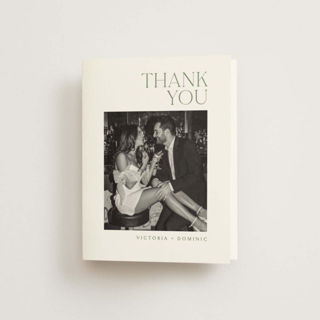 "Victoria" - Wedding Thank You Cards in Clover by Kelly Schmidt - Front