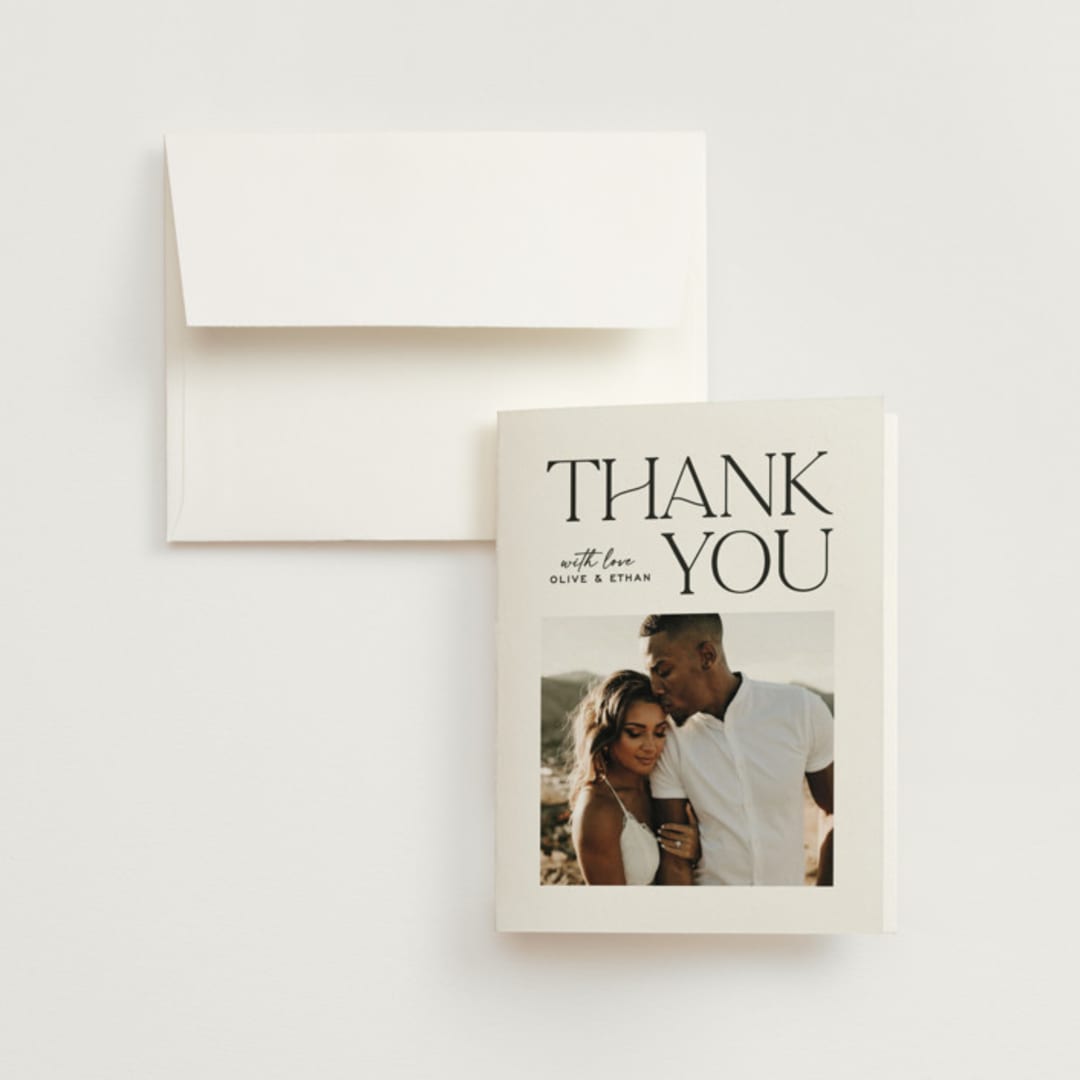 "Casual" - Wedding Thank You Cards in Pearl by Owl and Toad - Front