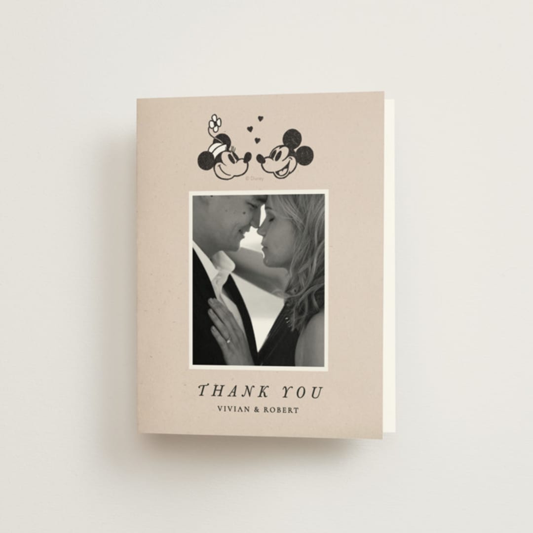 "Disney's Retro Mickey Mouse and Minnie Mouse" - Wedding Thank You Cards in Retro by Sumak Studio - Front