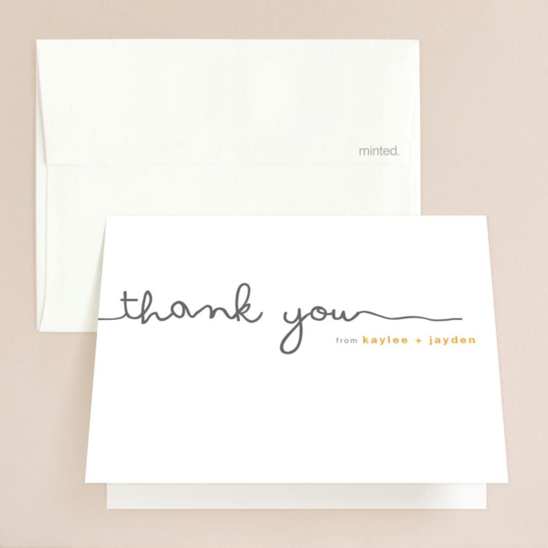 "The Happy Couple" - Wedding Thank You Cards in Tangerine by R studio - Front