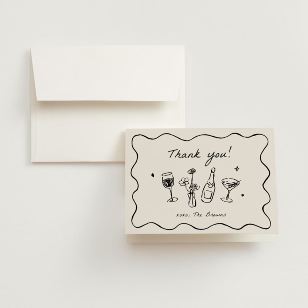 "Chic Soirée" - Wedding Thank You Cards in Ink by Cass Loh - Front