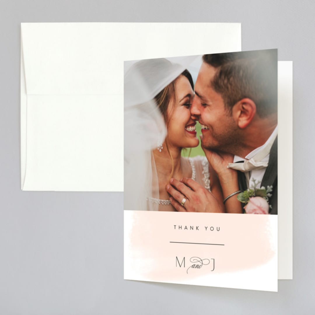 "Lithe" - Wedding Thank You Cards in Blush by Kristie Kern - Front