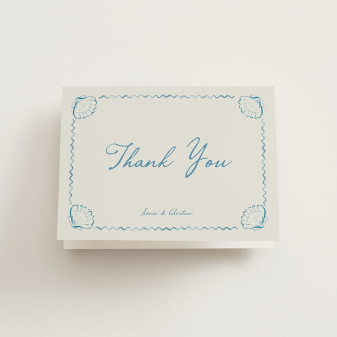 "Puglia" - Wedding Thank You Cards in Ocean by Pati Cascino - Front