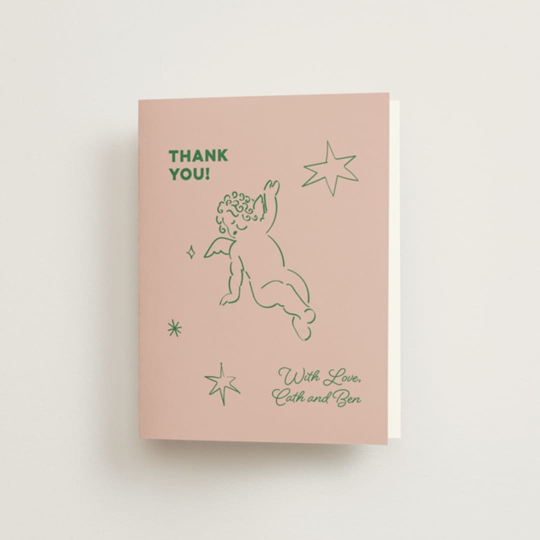 "Crazy Little Thing Called Love" - Wedding Thank You Cards in Avocado by Helena Vitto - Front