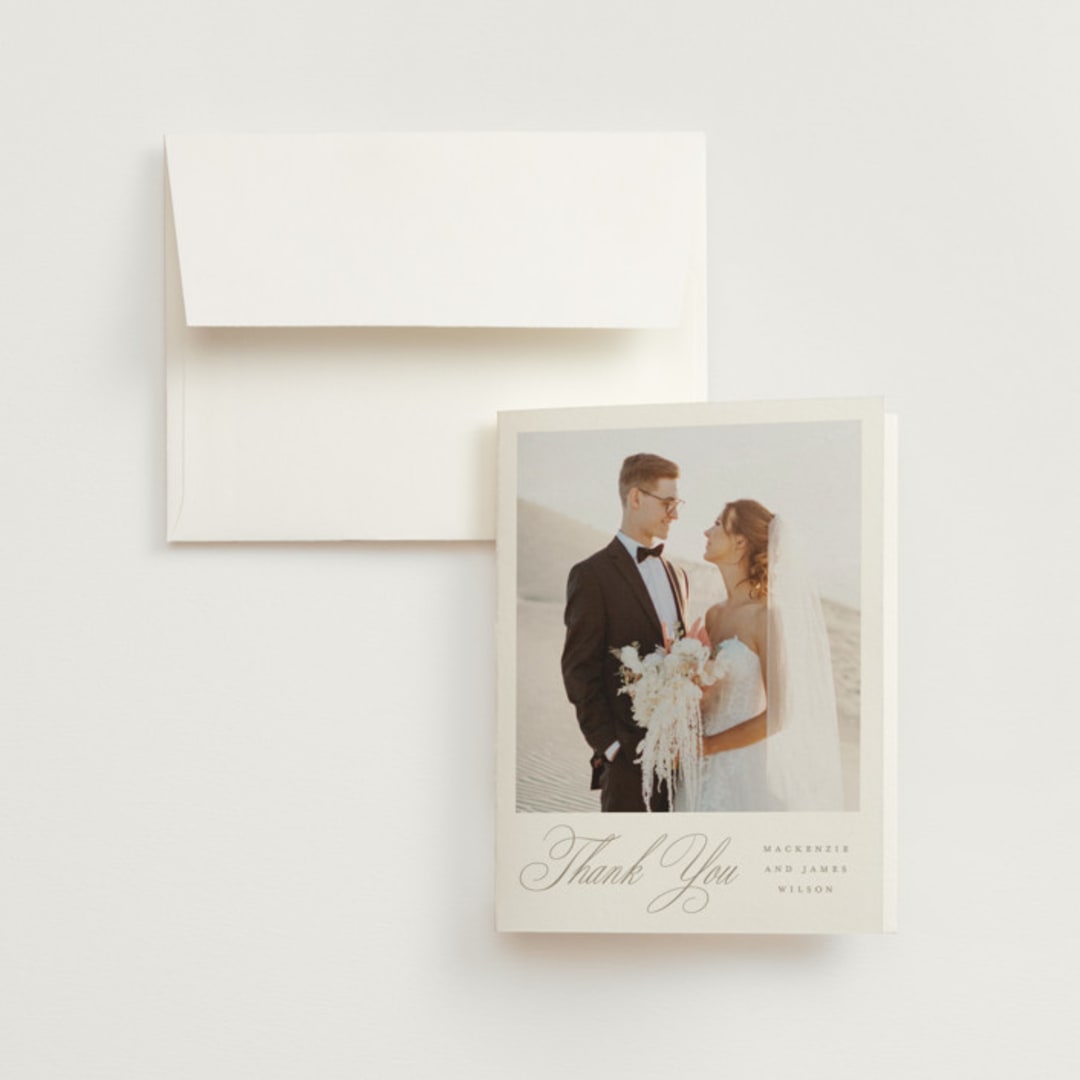"Romantic Wreath" - Wedding Thank You Cards in Chantilly by Wildfield Paper Co - Front