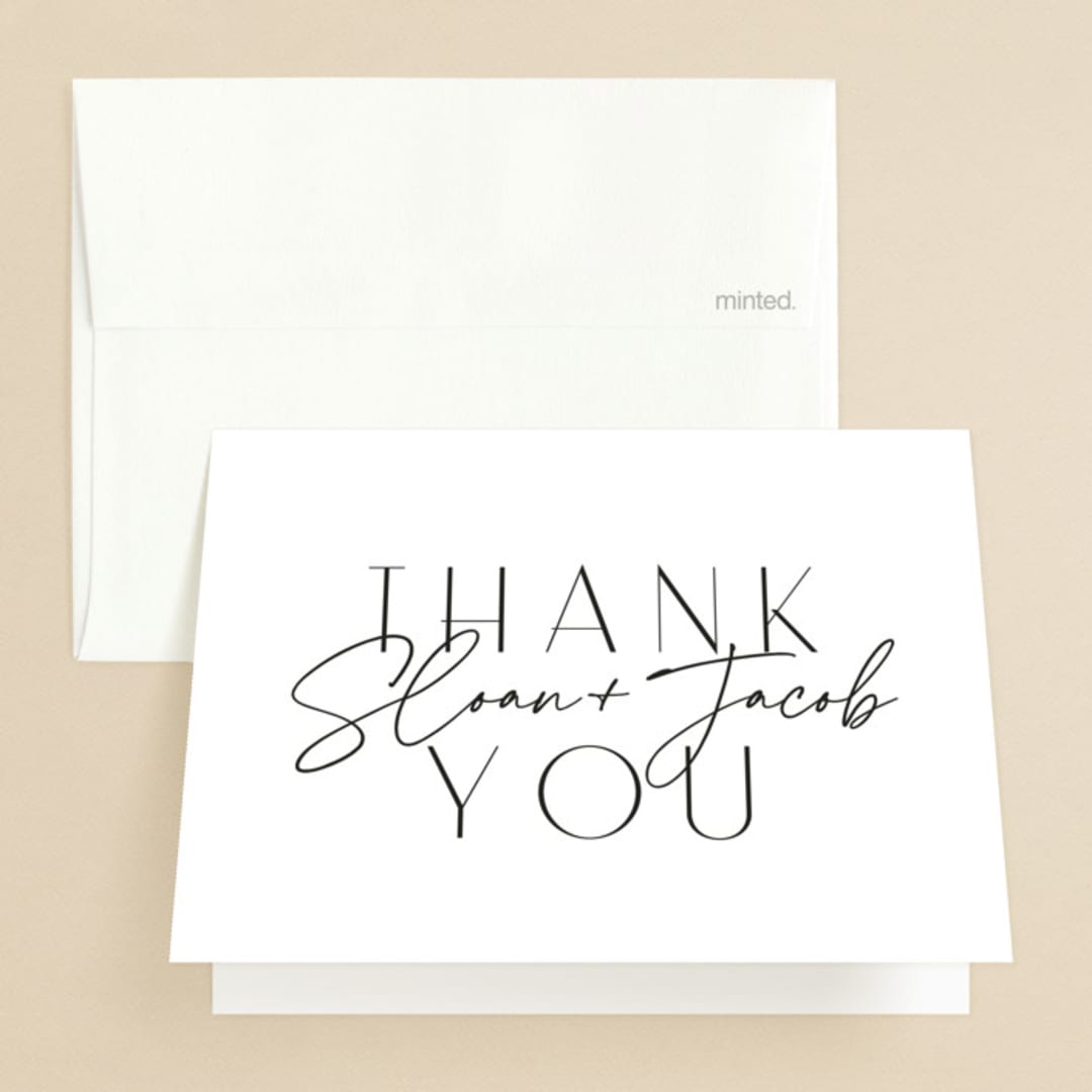 "Perfect Balance" - Wedding Thank You Cards in Onyx by Lauren Chism - Front