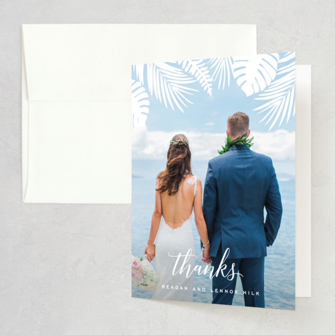"Tropical Foliage" - Wedding Thank You Cards in Fern by Hooray Creative - Front