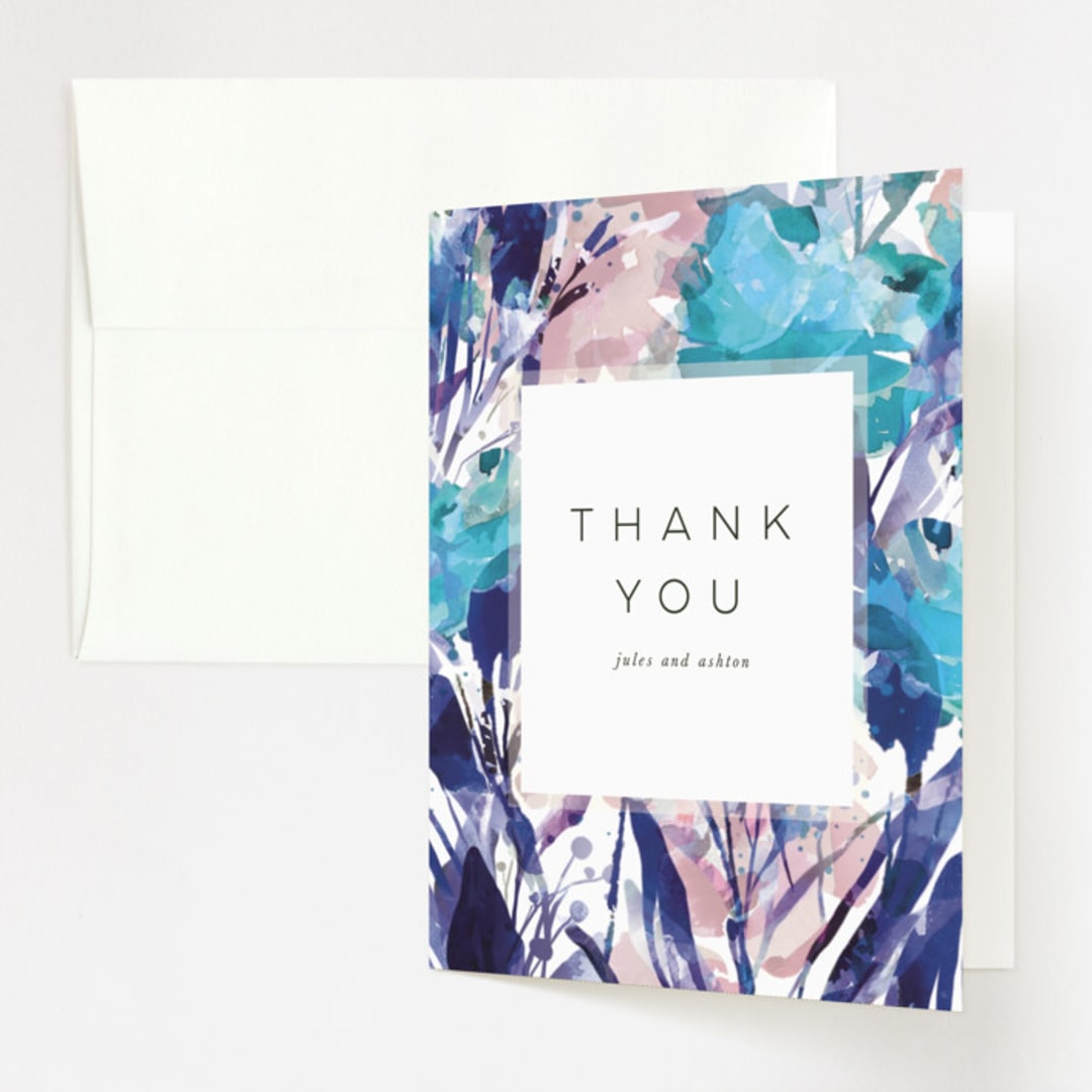 "Blissful Blooms" - Wedding Thank You Cards in Celestial by Grace Kreinbrink - Front