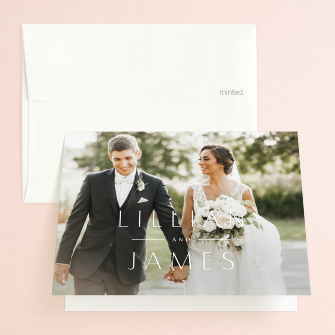 "Regal" - Wedding Thank You Cards in Marine by Lauren Chism - Front