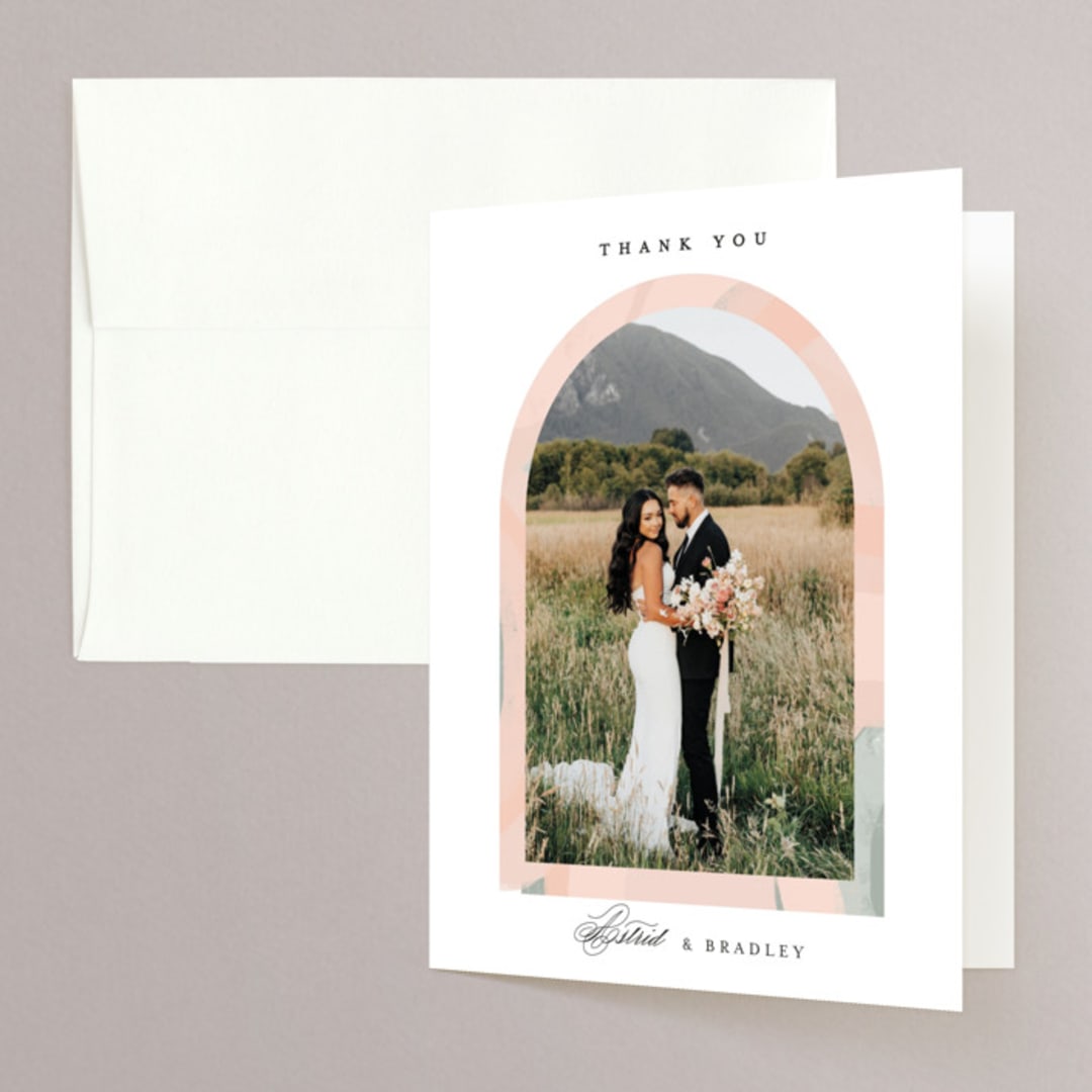 "Marbled Arch" - Wedding Thank You Cards in Peach by Anna Elder - Front
