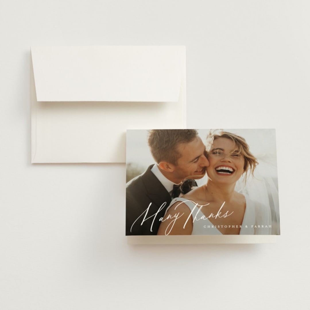 "Beautifully Scripted" - Wedding Thank You Cards in Pearl by Hooray Creative - Front