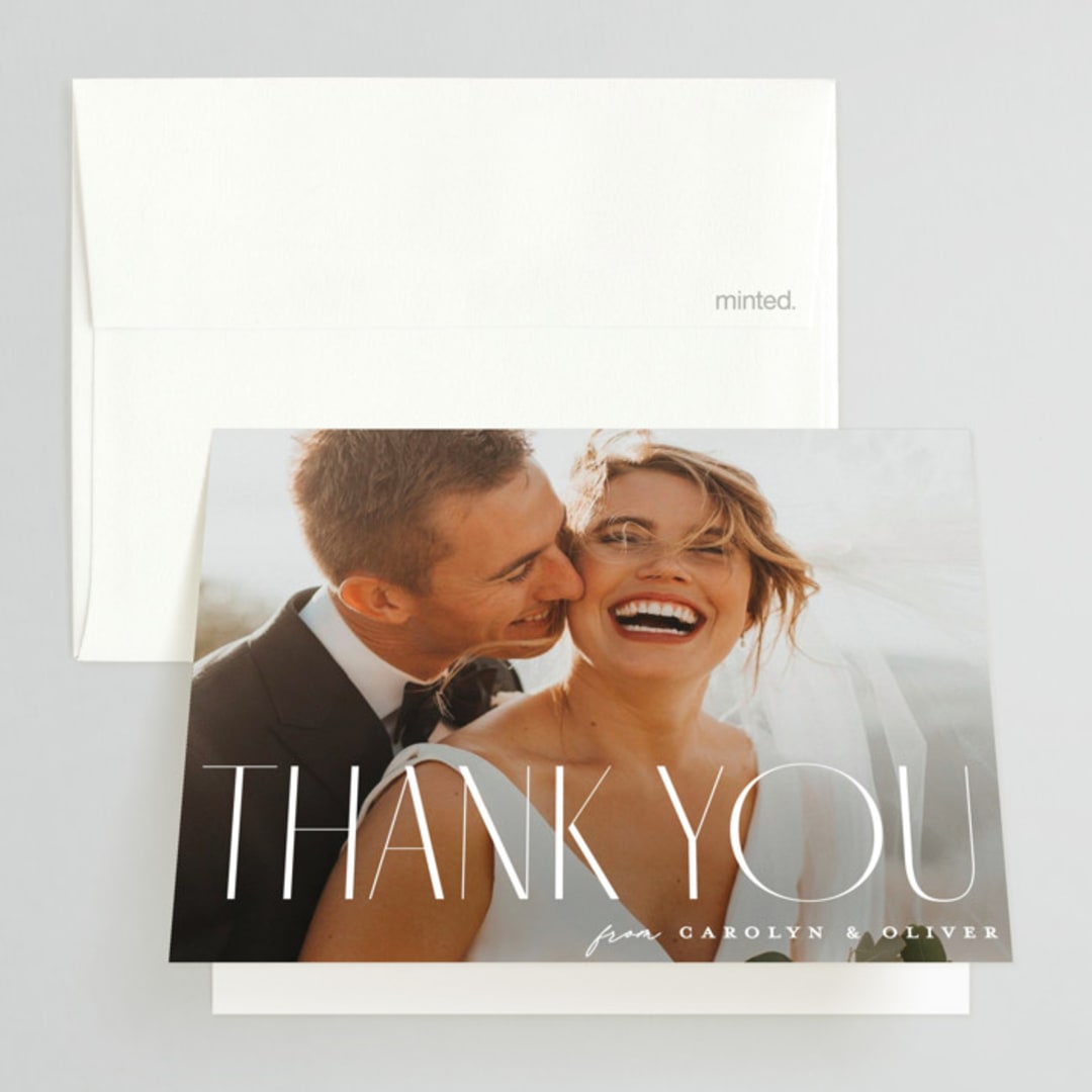 "Bold Union" - Wedding Thank You Cards in Cloud by Everett Paper Goods - Front