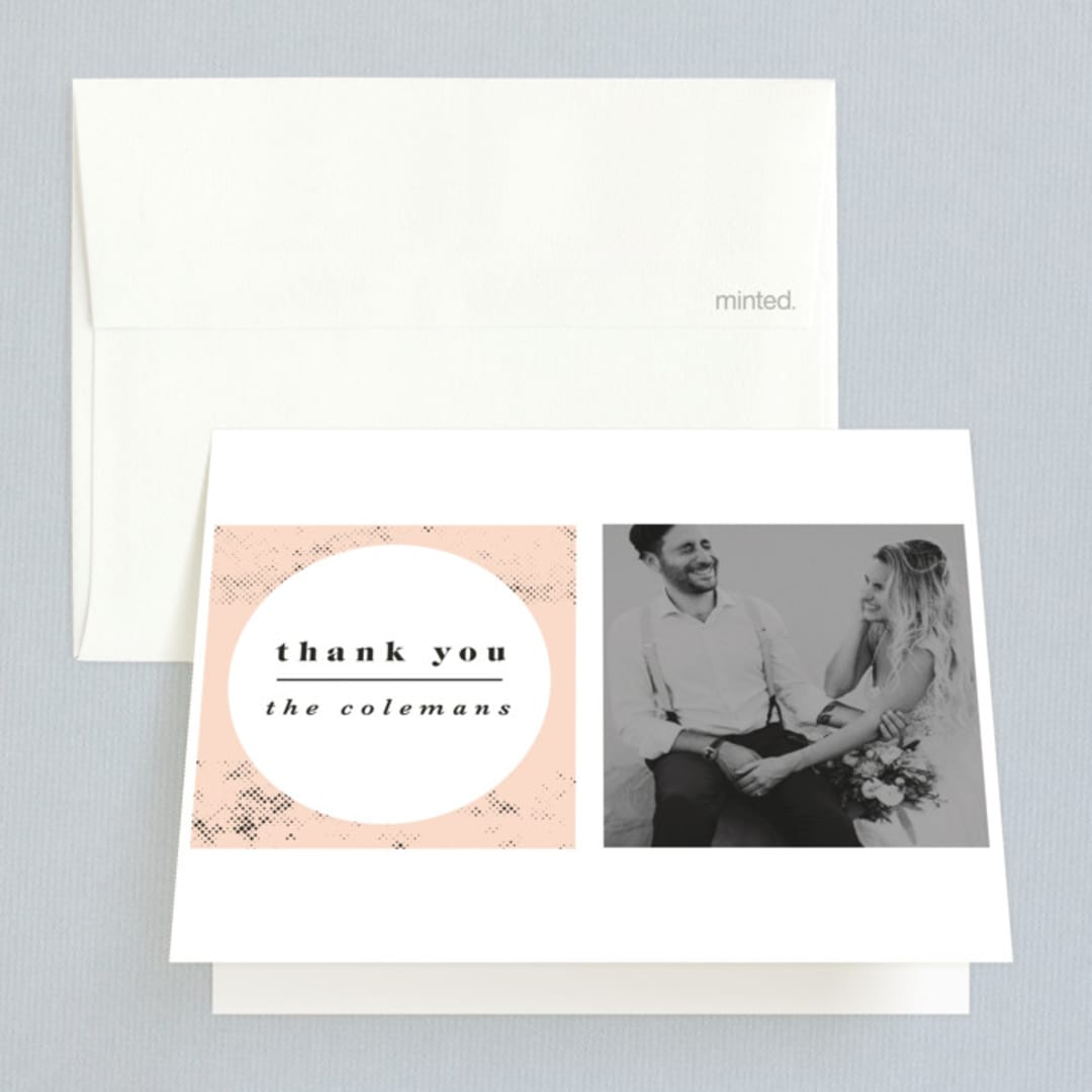 "New York" - Wedding Thank You Cards in Blush by Nazia Hyder - Front