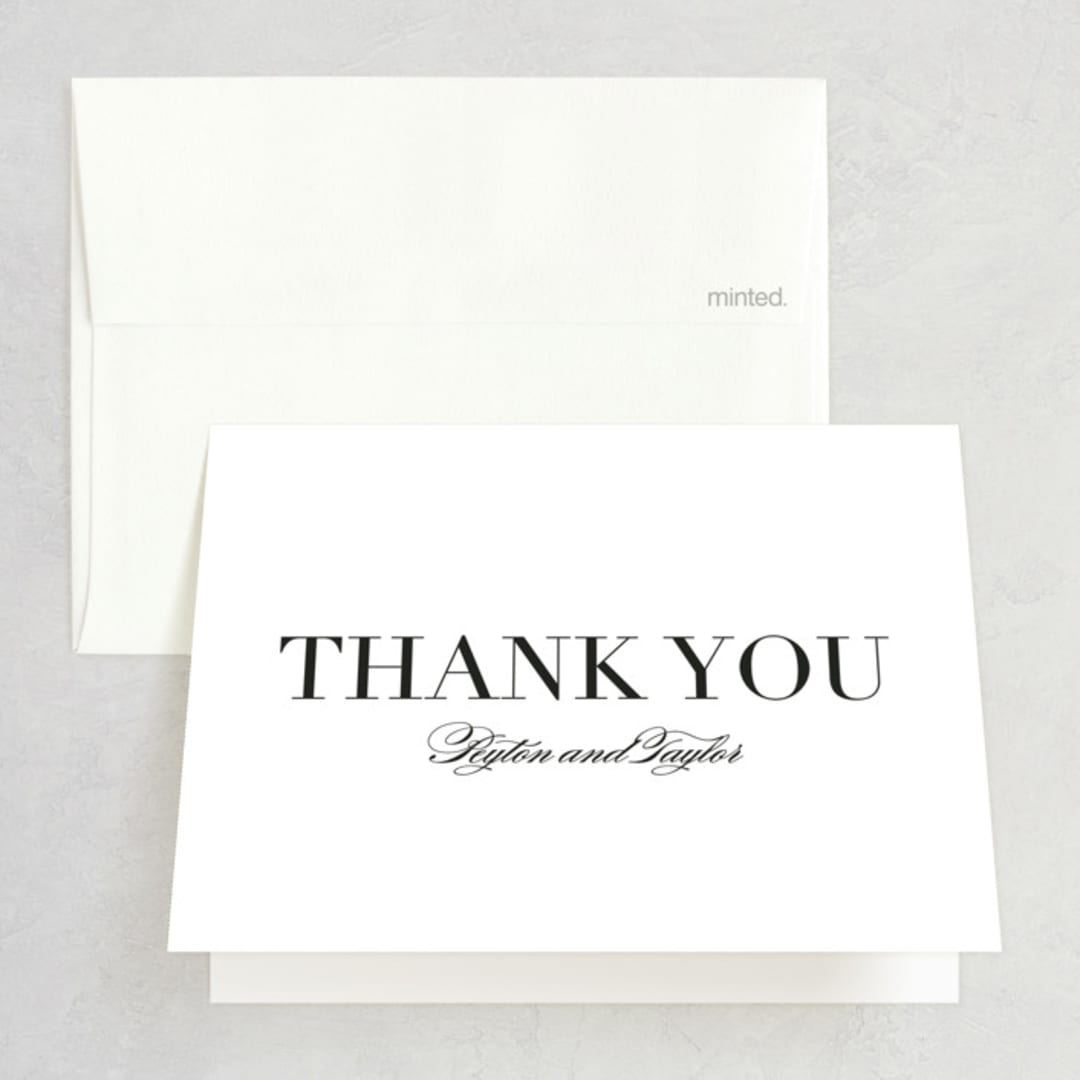 "Classic" - Wedding Thank You Cards in Tuxedo by Lauren Chism - Front