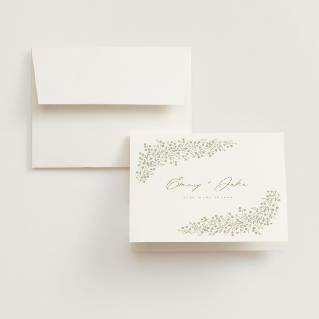 "Villa" - Wedding Thank You Cards in Leaf by Kristie Kern - Front