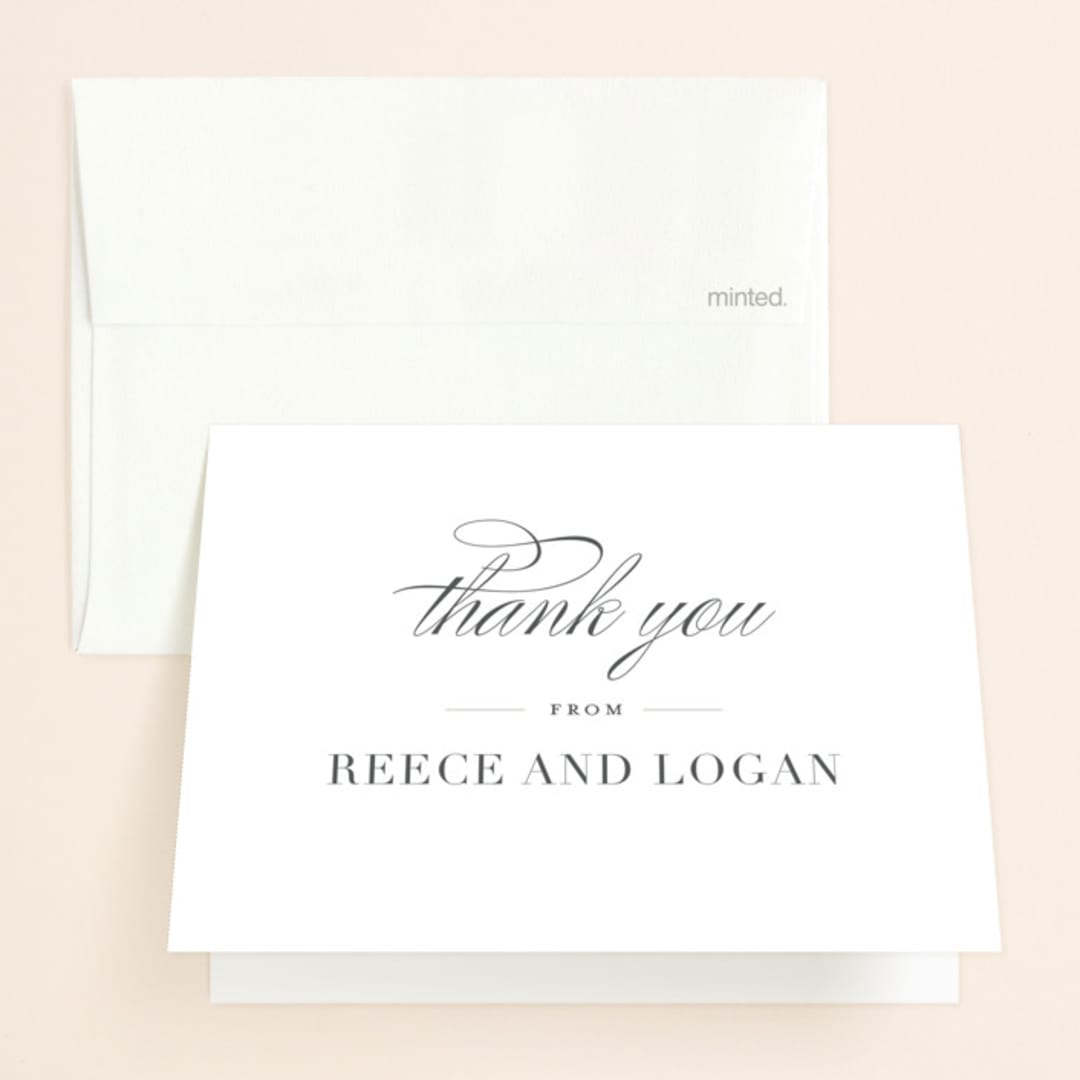 "Classical" - Wedding Thank You Cards in Taupe by Jessica Williams - Front