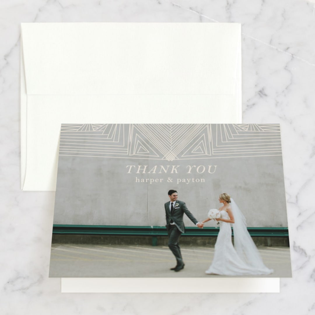 "Art Deco Frame" - Wedding Thank You Cards in Coal by Caitlin Mac - Front