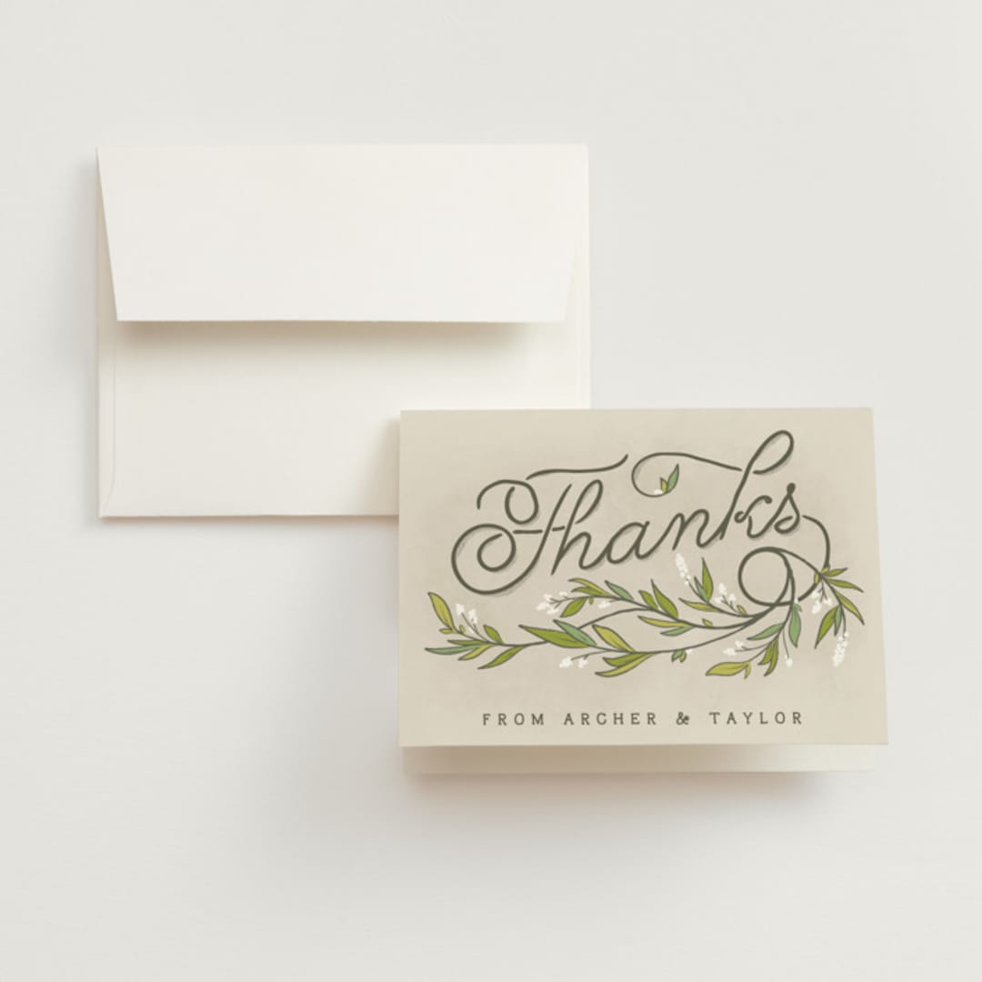 "Rustic Love" - Wedding Thank You Cards in Parchment by GeekInk Design - Front