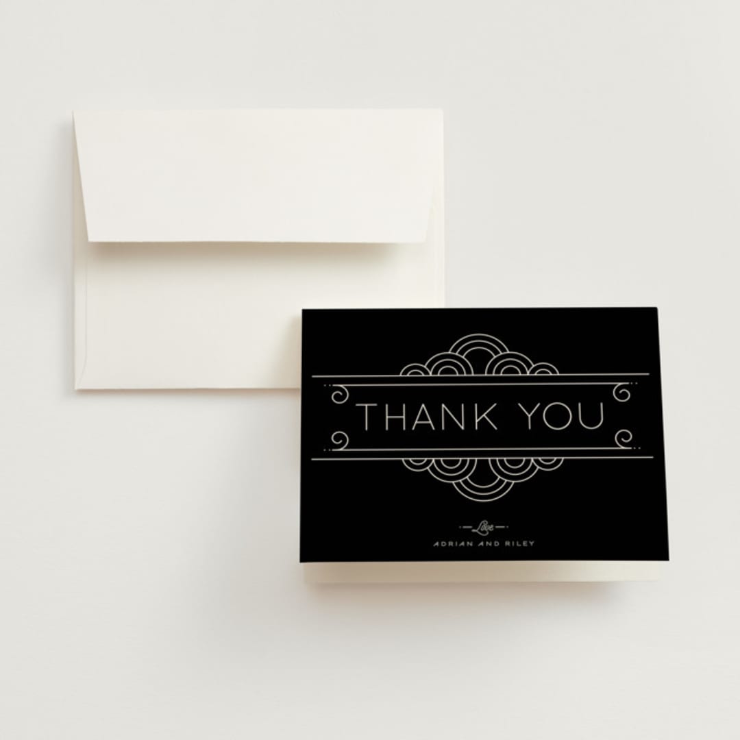 "Deco Nouveau" - Wedding Thank You Cards in Cream by GeekInk Design - Front