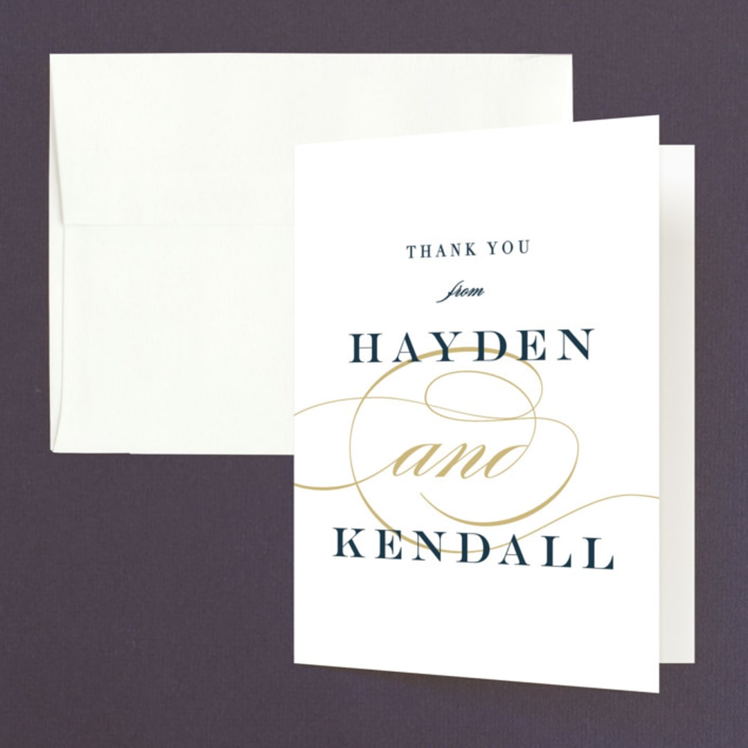 "Sullavan" - Wedding Thank You Cards in Teal by Carly Reed Walker - Front