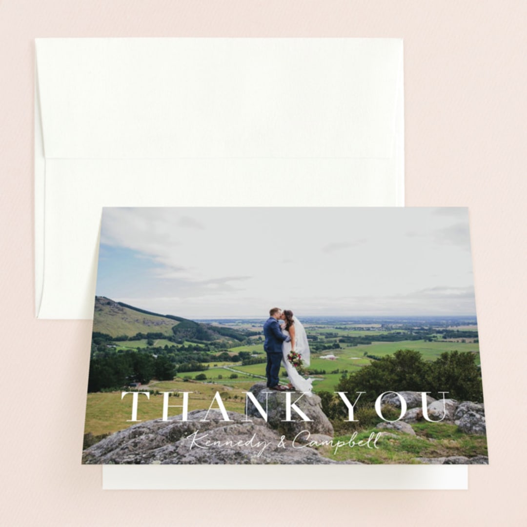 "Wedding Stamp" - Wedding Thank You Cards in Navy by Kasia Labocki - Front