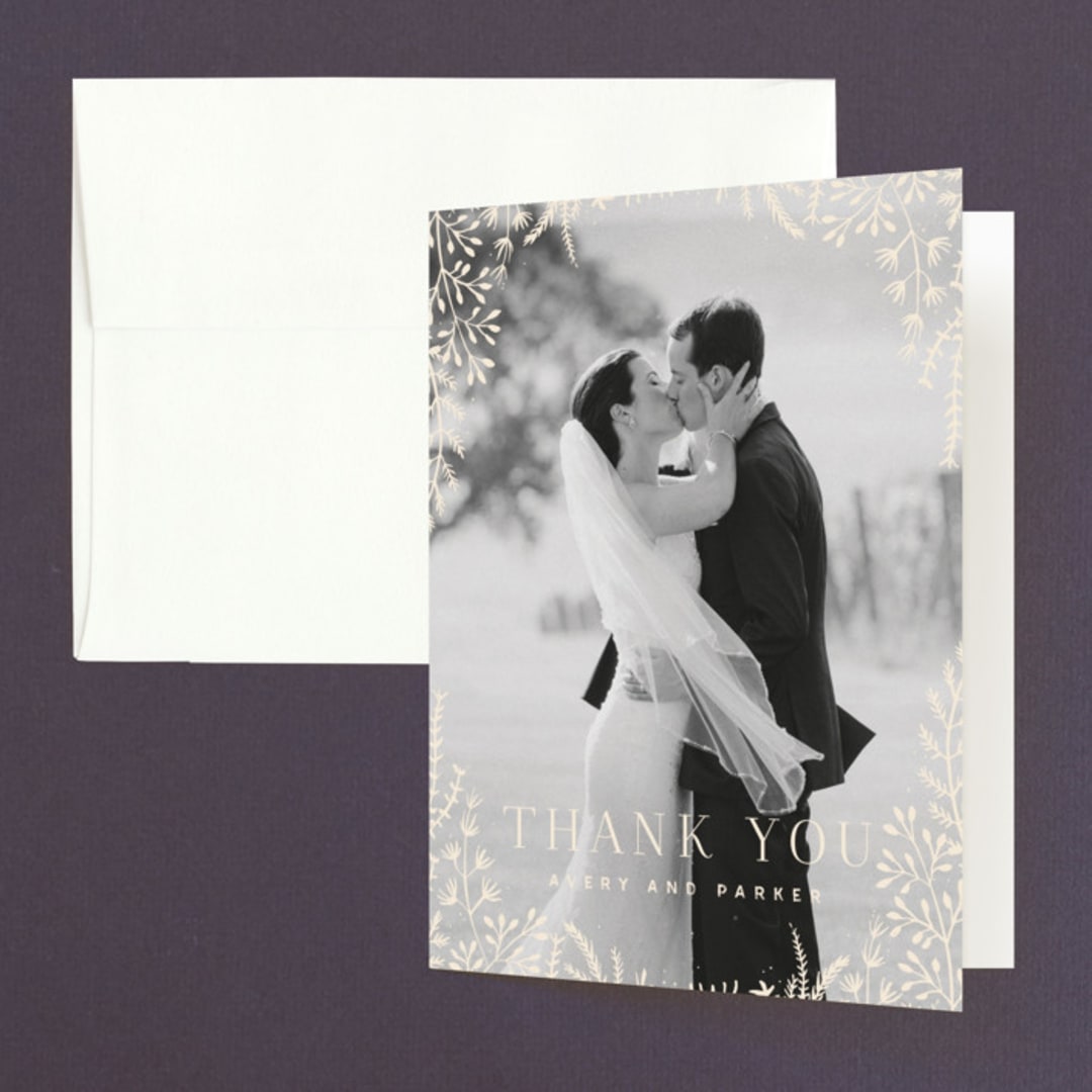 "Wild and Free" - Wedding Thank You Cards in Ballet Slipper by Design Lotus - Front