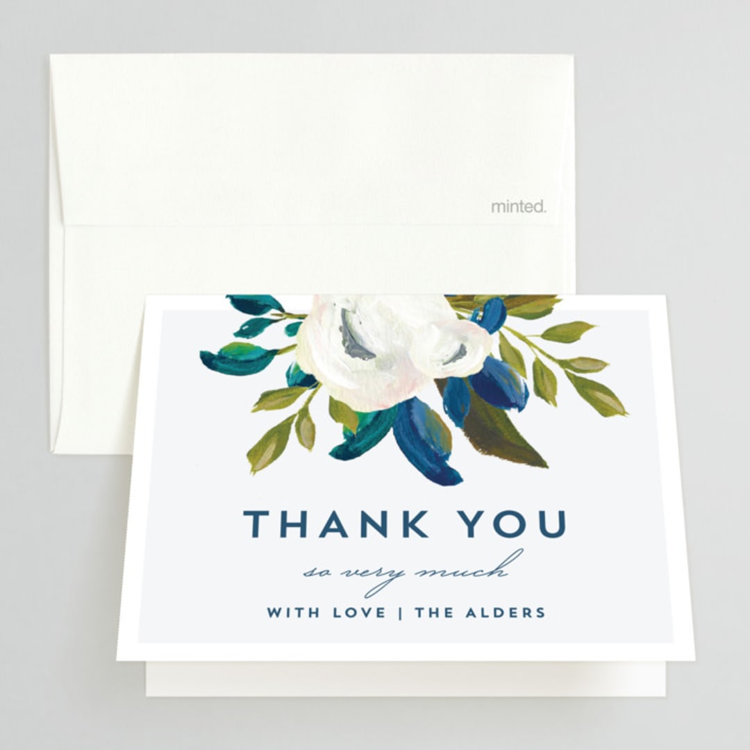 "Our Something Blue" - Wedding Thank You Cards in Ocean by AK Graphics - Front