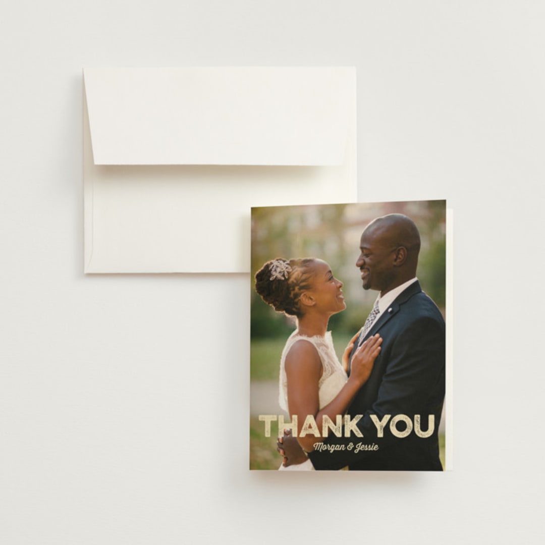 "Mountain View" - Wedding Thank You Cards in Forest by Nam Bourassa - Front