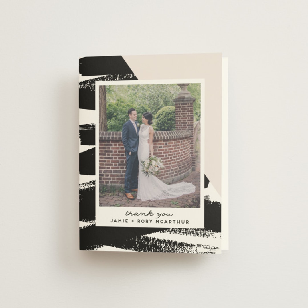 "Brushed Stripes" - Wedding Thank You Cards in Cream by Everett Paper Goods - Front