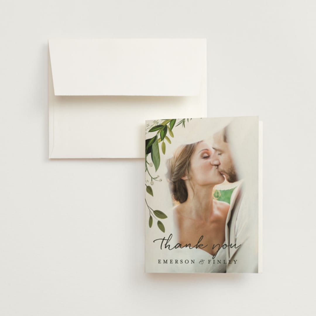 "Vines of Green" - Wedding Thank You Cards in Fern by Susan Moyal - Front