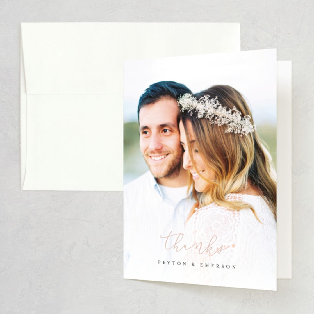"Simply Perfect" - Wedding Thank You Cards in Blush by Brianne Larsen - Front