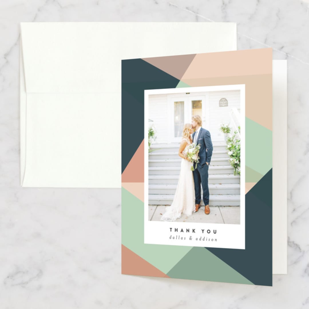 "Simply Abstract" - Wedding Thank You Cards in Pond by Brianne Larsen - Front