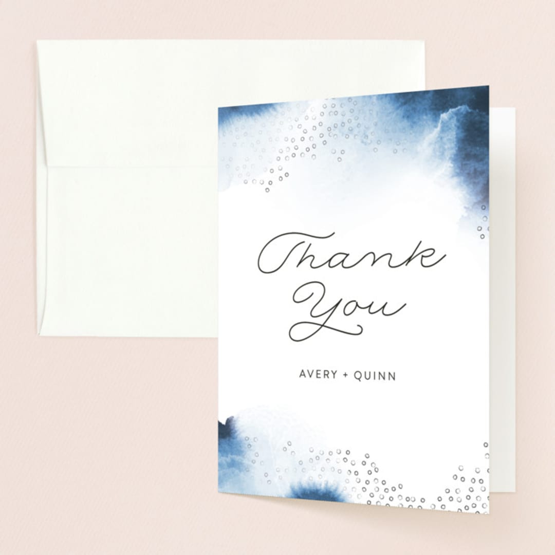 "Watercolor Dots" - Wedding Thank You Cards in Agate by Maria Hilas-Louie - Front