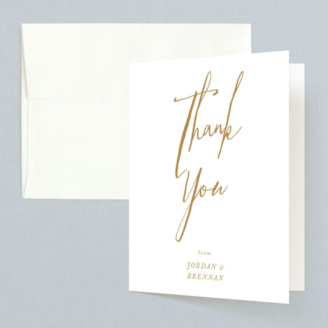 "Pastoral" - Wedding Thank You Cards in Burlap by Up Up Creative - Front