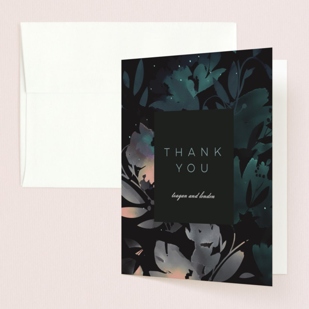 "Midnight Garden" - Wedding Thank You Cards in Midnight by Lori Wemple - Front