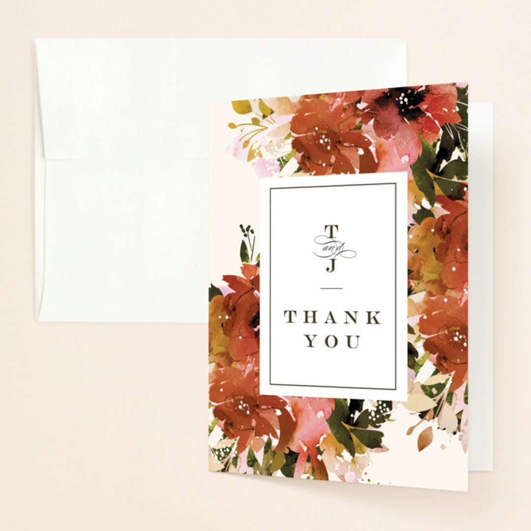 "Eden" - Wedding Thank You Cards in Poinsettia by Lori Wemple - Front