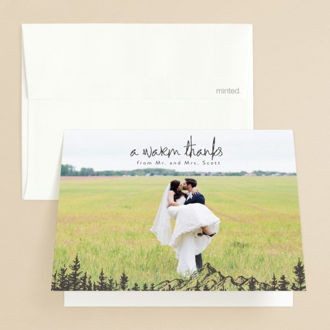 "Mountains" - Wedding Thank You Cards in Ivory by Anastasia Makarova - Front