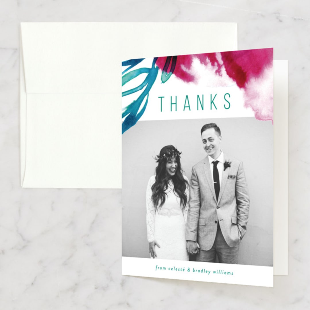 "Airy Blooms" - Wedding Thank You Cards in Haute Hibiscus by Simona Camp - Front