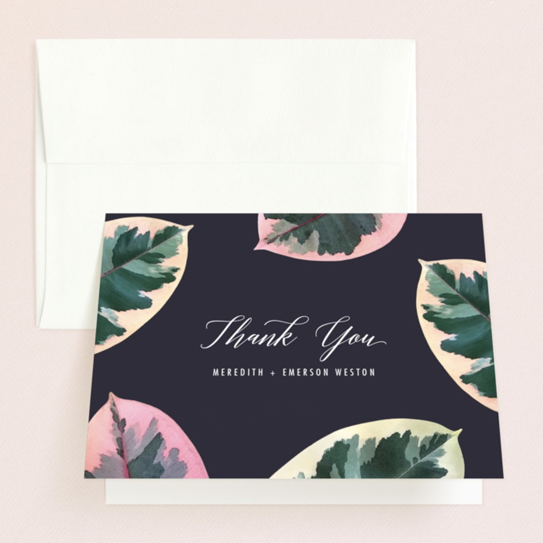 "Painterly Plant" - Wedding Thank You Cards in Midnight by Hooray Creative - Front