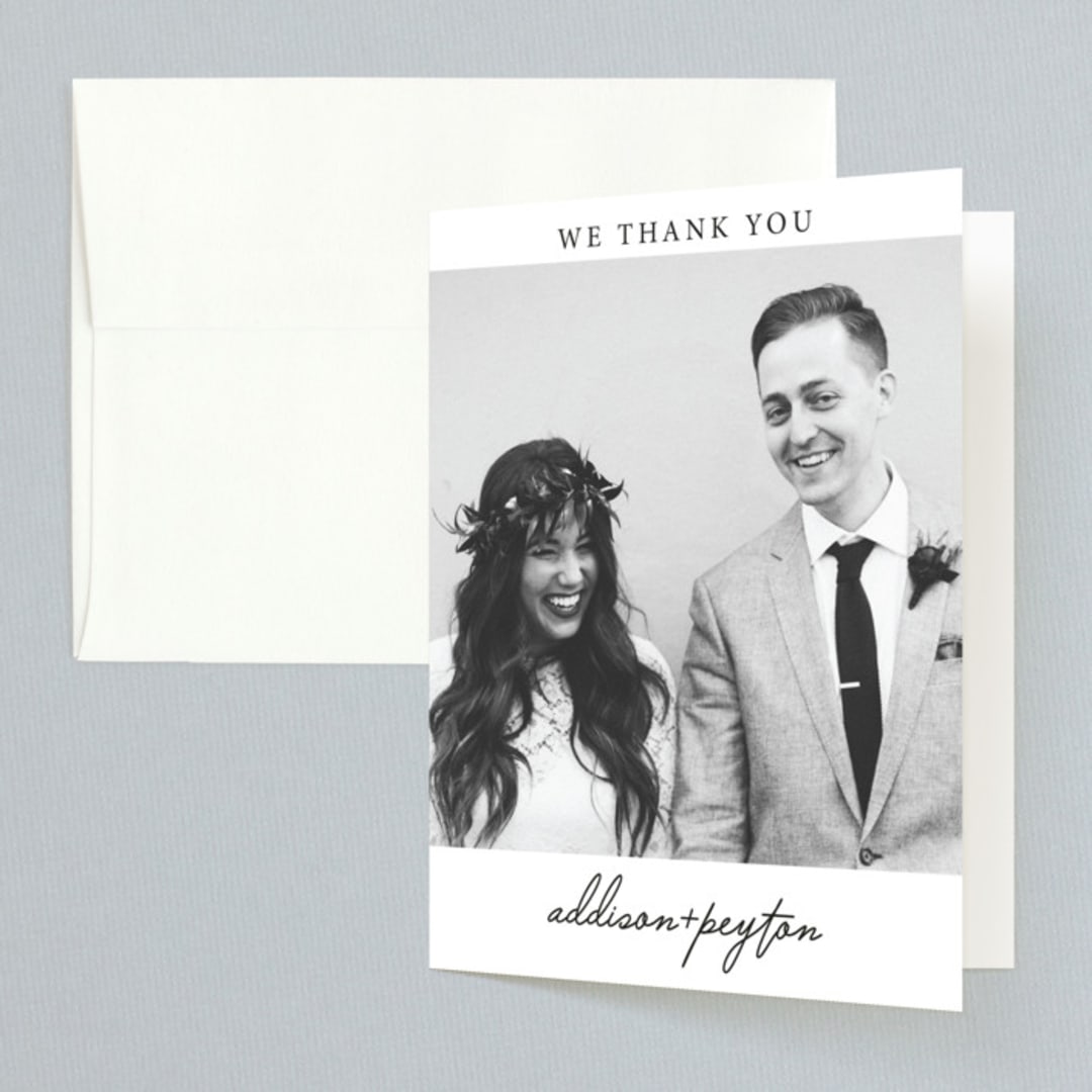 "Joyfully Ever After" - Wedding Thank You Cards in Tangerine by Faith Harlow - Front