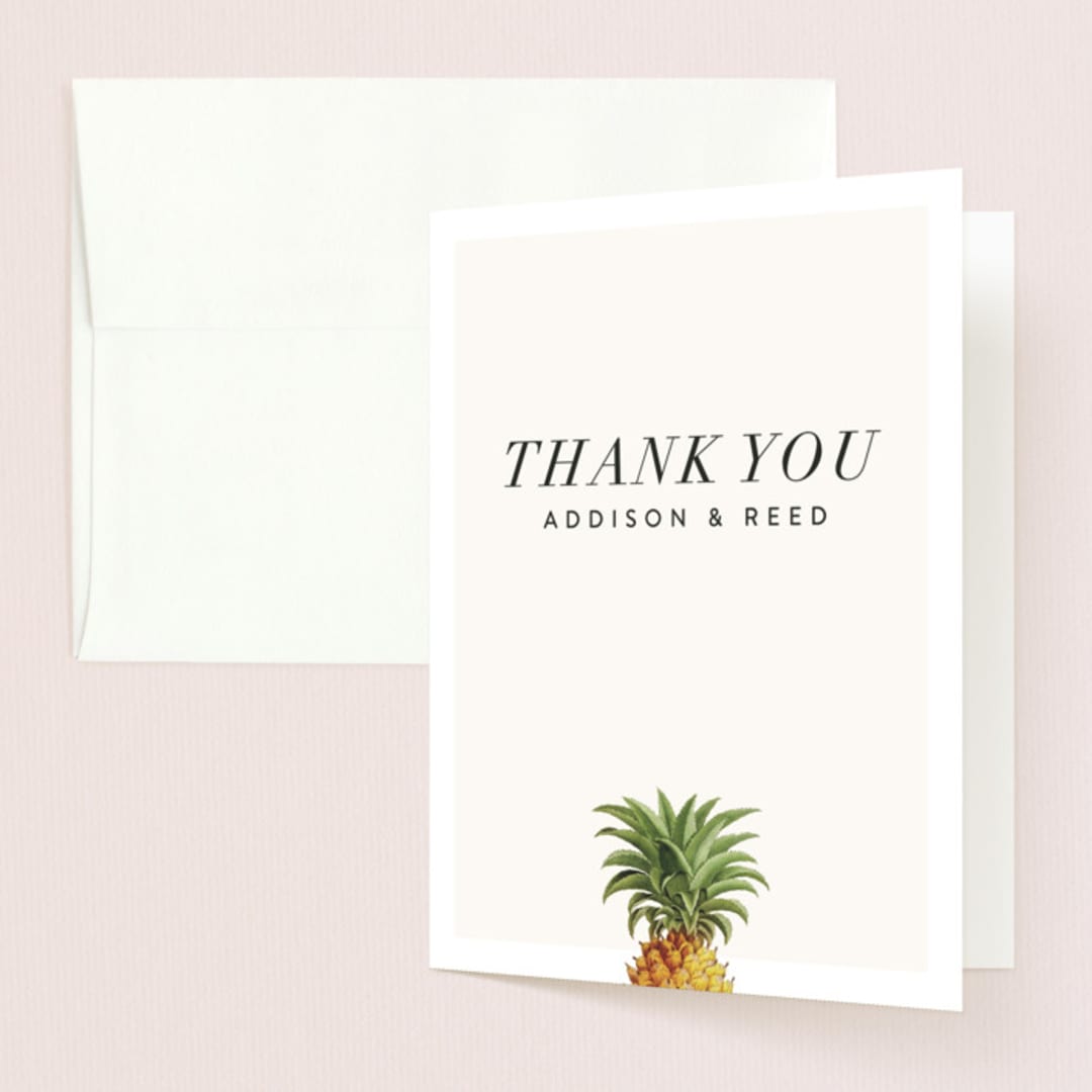 "Party in Paradise" - Wedding Thank You Cards in Pineapple by Erin Hodges - Front
