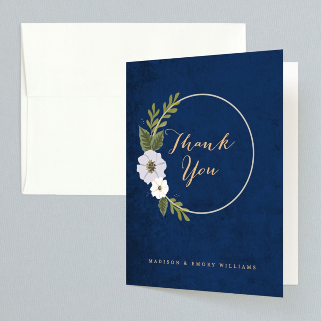 "Floral Ring" - Wedding Thank You Cards in Atlantic by Karidy Walker - Front