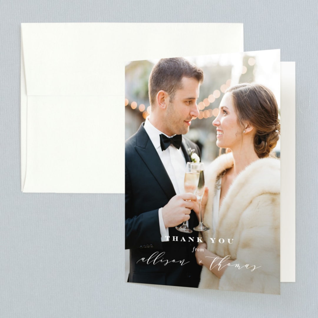 "Perspective" - Wedding Thank You Cards in Noir by Kimberly FitzSimons - Front